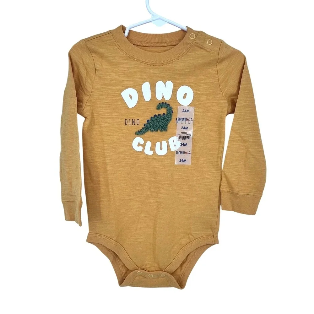 Garanimals Bodysuits Toddler Boys 24M Green Burgundy Yellow Dino 3 Count NEW